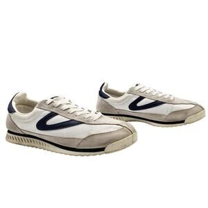 Tretorn Rawlins White & Blue Canvas Suede Leather Trim Sneakers Women's Size 8.5